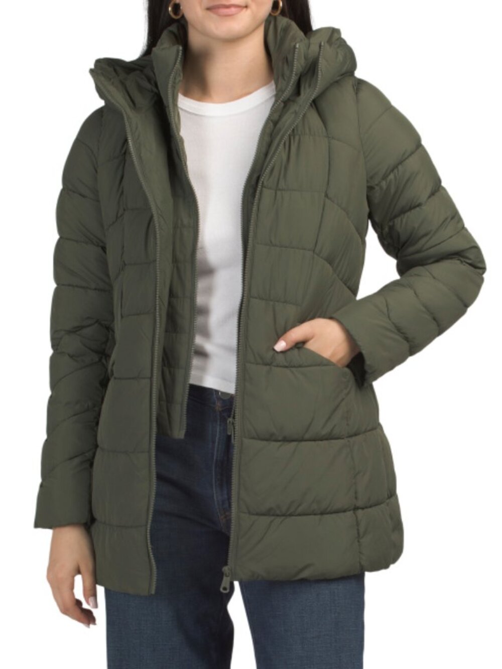 BERNARDO Bibbed Packable Puffer Coat